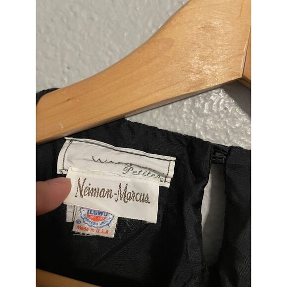 VTG Neiman Marcus Womens Dress 8 Petite Black Floral Lace Satin Goth Victorian - Picture 2 of 9